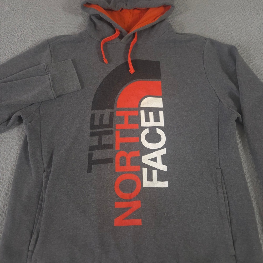 The North Face Hoodie Mens Large Gray Trivert Logo Graphic Cotton Blend Pullover
